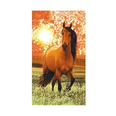 Strandtuch / Badetuch-Pferd vor Sonnenuntergang-3220