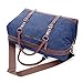 BAOSHA Oversized Canvas PU Leather Travel Tote Duffel Bag Weekender Overnight Bag (Blue)
