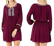 Fall Winter Embroidered Jeweled Rayon  Dress