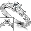 One of a Kind 7/8ct TDW Round & Baguette Diamond Ring in 18kt Gold (GH/VS-SI)
