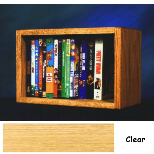 Solid Oak DVD/VHS Combo Wall Floor or Shelf Mount Cabinet - Holds 26 DVDs or 12 VHS (Clear) (9.25