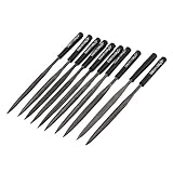 uxcell　ラスプファイル　プラスチックハンドル　ラウンド　4mm x 160mm　10個入り