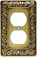 Brainerd 64045 Paisley Single Duplex Outlet Wall Plate / Switch Plate / Cover, Tumbled Antique Brass