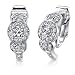 Sterling Silver Round Shape White Cubic Zirconia Clip On Earrings