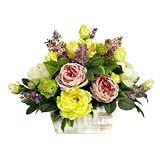 Nearly Natural Mixed Floral W/White Wash Planter Silk Arrangement