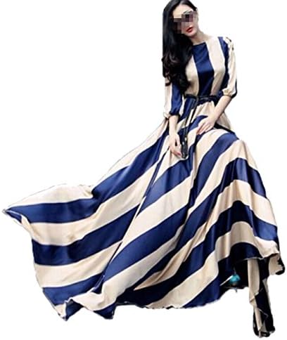 Ovetour Women Summer Striped Boho Evening Party Long Maxi Beach Dress Skirt