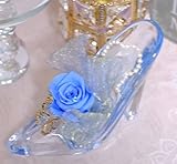 100％ プリザーブドフラワー ギフト 【高級クリアケースがなんと無料！】ブルー クリスタルのスワロフスキー付き シンデレラの靴 ハイヒールアレンジメント プリザーブドフラワーブルーのバラとグラデーシ