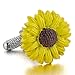 Men's 2PCS Rhodium Plated Cufflinks Yellow Flower Sunflower Shirt Wedding Business 1 Pair Set Unique
