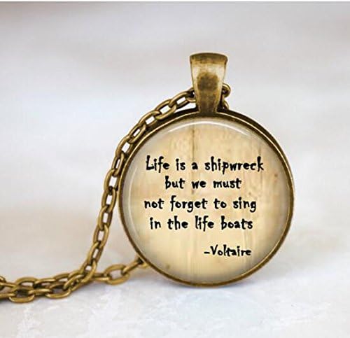 Voltaire Life is a Shipwreck Quote Necklace, Nautical Necklace, Book quote, Literary quote necklace, inspirational quote necklace Jewelry