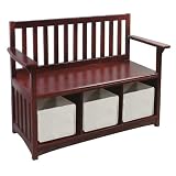 Guidecraft G86208 Classic Espresso Storage Kids Bench, Tan