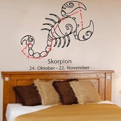 PEMA WANDTATTOO w378 Skorpion Sternzeichen Wandaufkleber 40x36 cm, schwarz