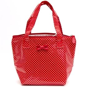 rote Thermo-Tasche weisse Polka Punkte mit Schleife