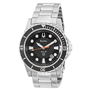 Bulova Men's 98B131 Marine Star Black Dial Bracelet Watch