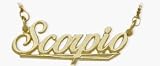 10K Yellow Gold Scorpio Script Zodiac Pendant Oct 24 - Nov 22 with 16 chain
