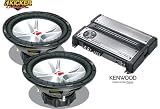 2 KICKER 05CVR124 & KENWOOD KAC-7204 2 CHANNEL 1000W PACKAGE DEAL