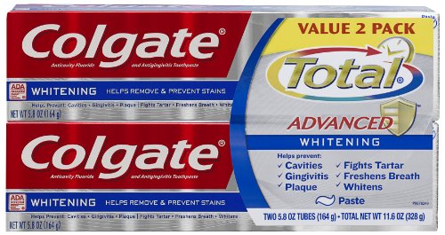 Colgate Total Advanced Whitening Paste Toothpaste, 5.8 oz, Twin Pack,
