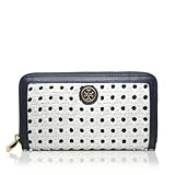 Tory Burch Robinson Basket-weave Continental Wallet 長財布 白 x 紺 [並行輸入品]
