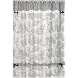 Black French Toile Kids Bathroom Fabric Bath Shower Curtain by 