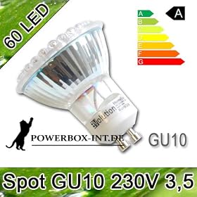 60 LED Spot GU10 230V 3,5 Watt Blanc Chaud GU 10 3,5W Spot Ampoule