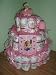 Extra large baby girl 3 layer diaper cake gift basket or shower centerpiece - Comes D...