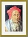 Gold Framed/Matted Print 17x23, Portrait of a bearded man with red cap