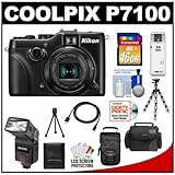 Nikon Coolpix P7100 10.1 MP Digital Camera (Black) with 16GB Card + (2) Cas ....