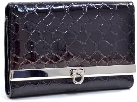 Dasein Women's Snake Skin Leather Like Tri-fold Wallet - Brown