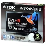 TDK 録画用DVD-R デジタル放送録画対応(CPRM) ホワイトワイドプリンタブル 1-8倍速 日本製 5mmスリムケース 5枚パック DR120DPWB5S