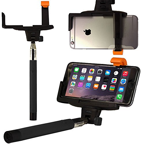 Paladineer Extendable Self-portrait Wireless Bluetooth Remote Camera Shooting Shutter Monopod Selfie Handheld Stick Pole with Mount Holder specially designed for Iphone 6 5s 5c 5 4s 4 Samsung Galaxy Mobile Cell Phone S03-Black