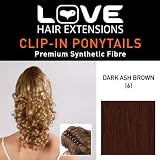 Love Hair Extensions Curly Crocodile Clip Synthetic Hair Ponytail Colour 6 Dark Ash Brown 12 -Inch