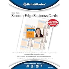 Printworks Smooth-Edge Business Cards, White Matte, Inkjet, 2 x 3.5 Inch, 12 Sheets, 120 cards (00473)