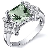 Princess Cut 1.50 carats Green Amethyst Cubic Zirconia Ring in Sterling Silver Available in Sizes 5 thru 9