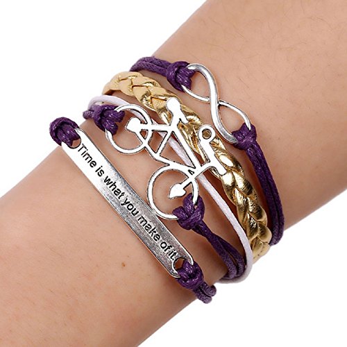 Ularmo Jewelry Mens Womens Leather Bracelet Vintage Charm Bangle Adjustable Strap (Bicycle)