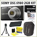Sony Cybershot DSC-S980/B 12.1 MP Digital Camera in Black + 2GB Accessory Kit