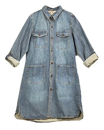 Lecpra (レクプラ) デニム シャツ ワンピース レディース ブルー (フリーサイズ)  長袖 春