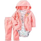 カーターズ（Carter's）女の子用ネオンピーチパイル地蝶フード付きジャケットxコーデパンツお出かけ用上下3点セット (6months(61-67cm)) [並行輸入品]