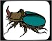 Decorated Mouse Pad with green, beetle, insect, rhinoceros, horn, brown