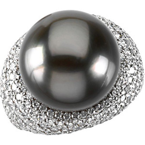 18K Palladium White Gold Tahitian Cultured Near 