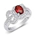 Glamourous 1.00 carat total weight Oval Shape Checker Board Garnet & White CZ Size 6 Gemstone Ring in Sterling Silver