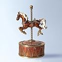 Merry Go Round Carousel MUSIC BOX Swarovski Crystals Dancing Horse Vintage Antique Style Pewter Brass $1 Shipping
