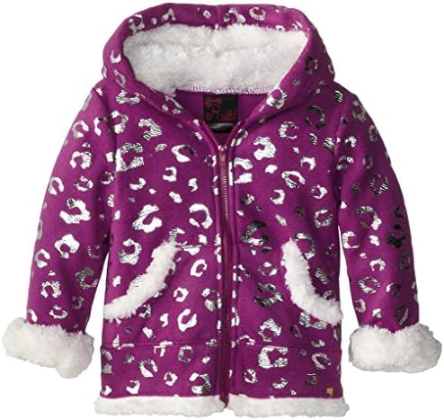 Girls Rule Little Girls' Polar Fleece Hoodie with Leopard Foil, Purple, 6