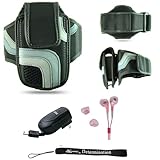 Black Adjustable Deluxe Sportband / Workout Armband with Adaptable Neck Str ....