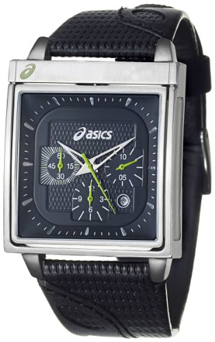Asics Men’s Chronograph Stainless Steel Case, Leather Strap Chronograph Quartz Watch QA5129102