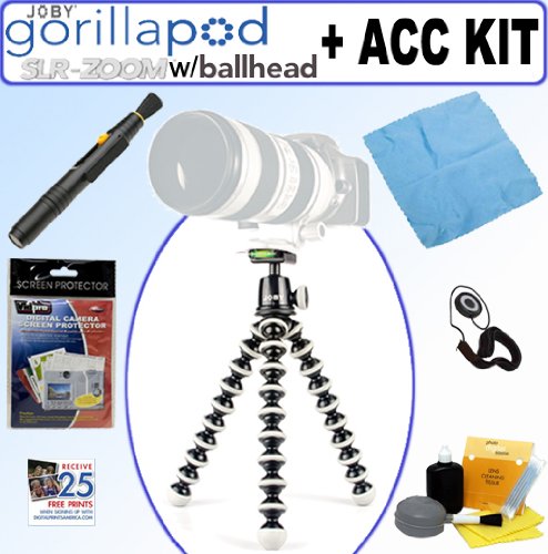 Joby GP3 Gorillapod SLR-Zoom Flexible Tripod with BH1 Ball Head with Bubble Level for Digital SLR Cameras + Accessory Kit