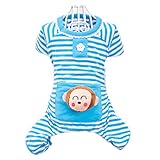 Urparcel Small Pet Dog Stripes Pajamas Coat Cat Puppy Clothes Apparel Clothing Blue Small