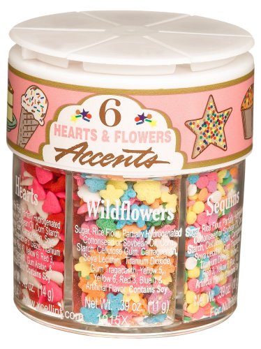 Dean Jacobs 6 Hearts & Flowers Accents, Regular, 2.15-Ounce Jars (Pack of 4) by Dean Jacobs