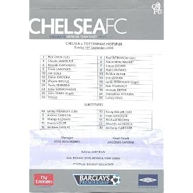 Chelsea v Tottenham Hotspur official teamsheet 19/09/2004