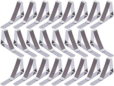 24pcs/Set Stainless Steel Tablecloth Clips Table Cloth Cover Clamps for Home Party & Picnic