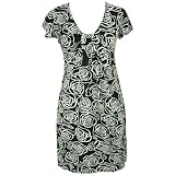 Simple Black Casual Short Sleeve Dress With White Roses