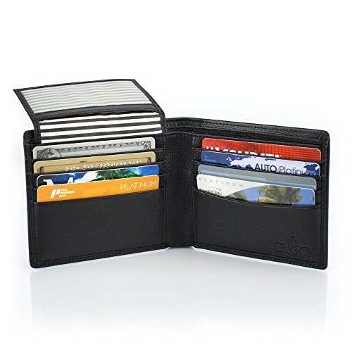 Enoch Designs Mens RFID Blocking Black Leather Wallet